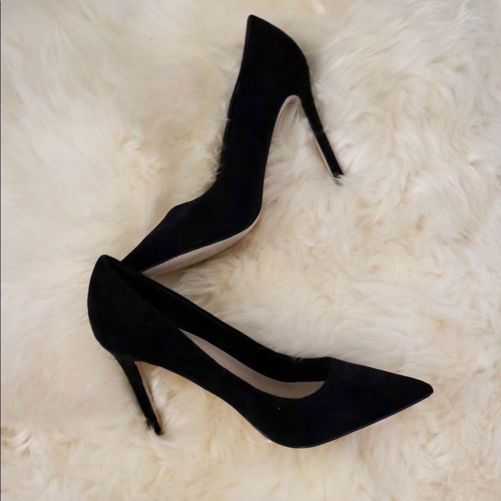 Black suede heels